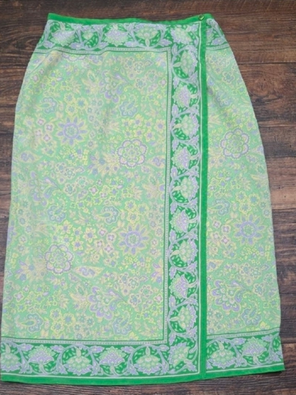 Sag Harbor Green Floral Pencil Skirt with Border